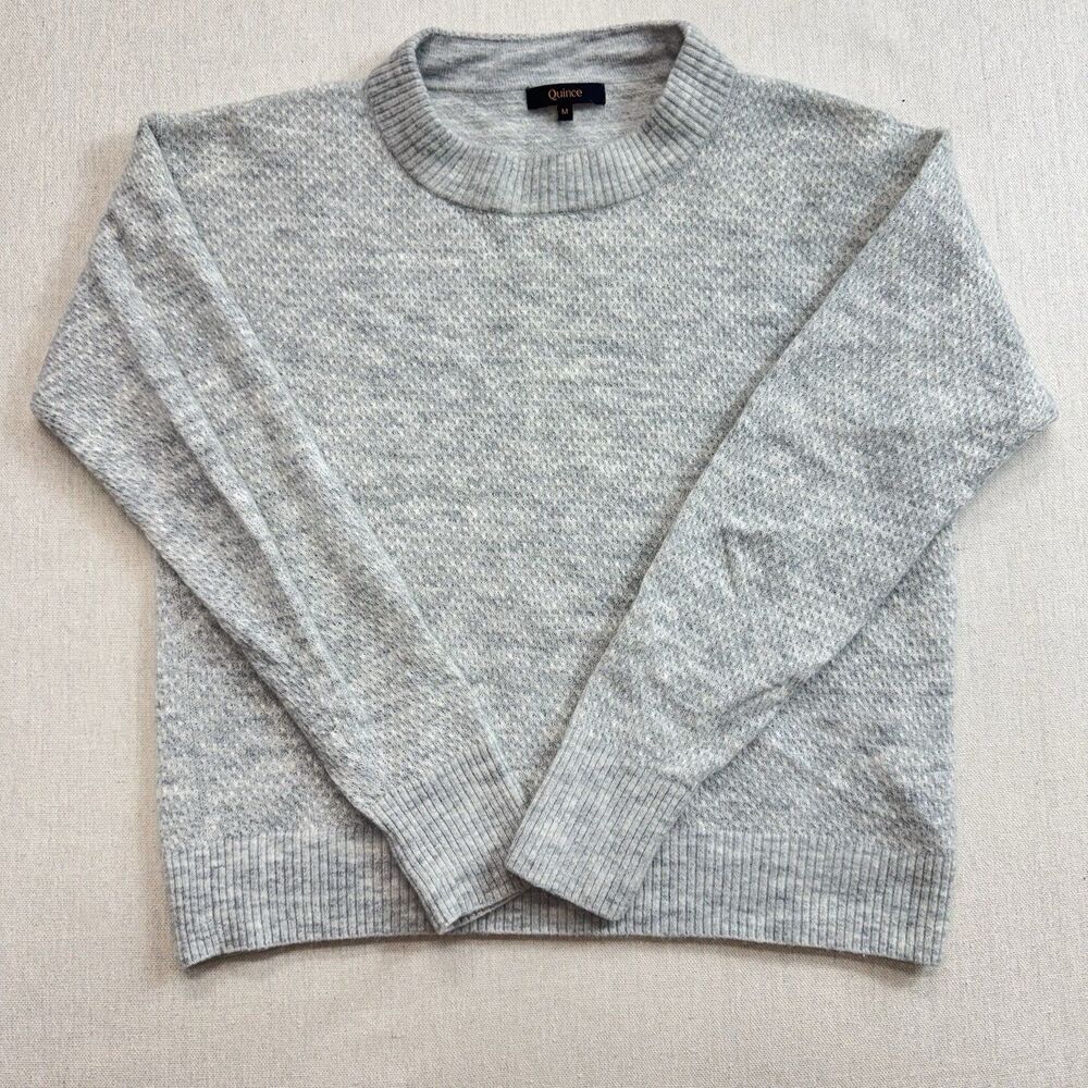 Quince Baby Alpaca Wool Diamond Stitch Crewneck Sweater Gray Size M Women’s